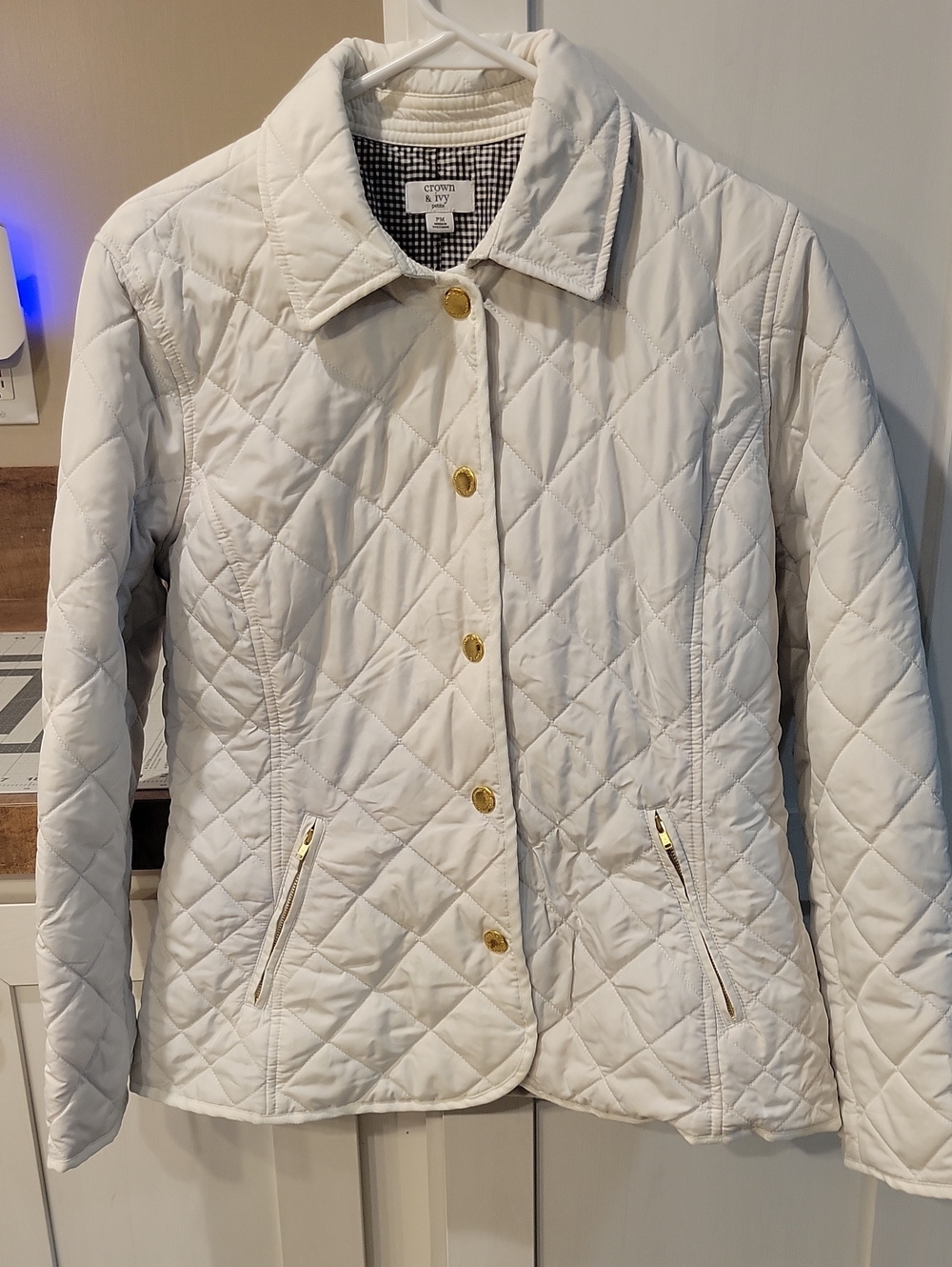 crown & ivy Quilted Cream Jacket with Gold Buttons